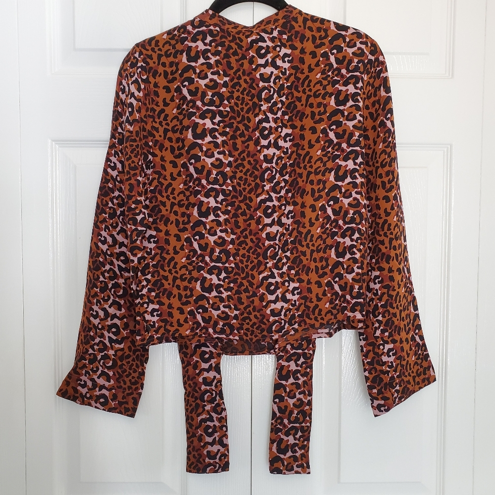NEW Scotch & Soda Leopard Tie Front Blouse - Picture 6 of 10